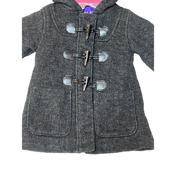 Madden Girl Toddler Girls Gray Toggle Snap Zip Coat Hood 2T Wool Blend - Picture 2 of 16